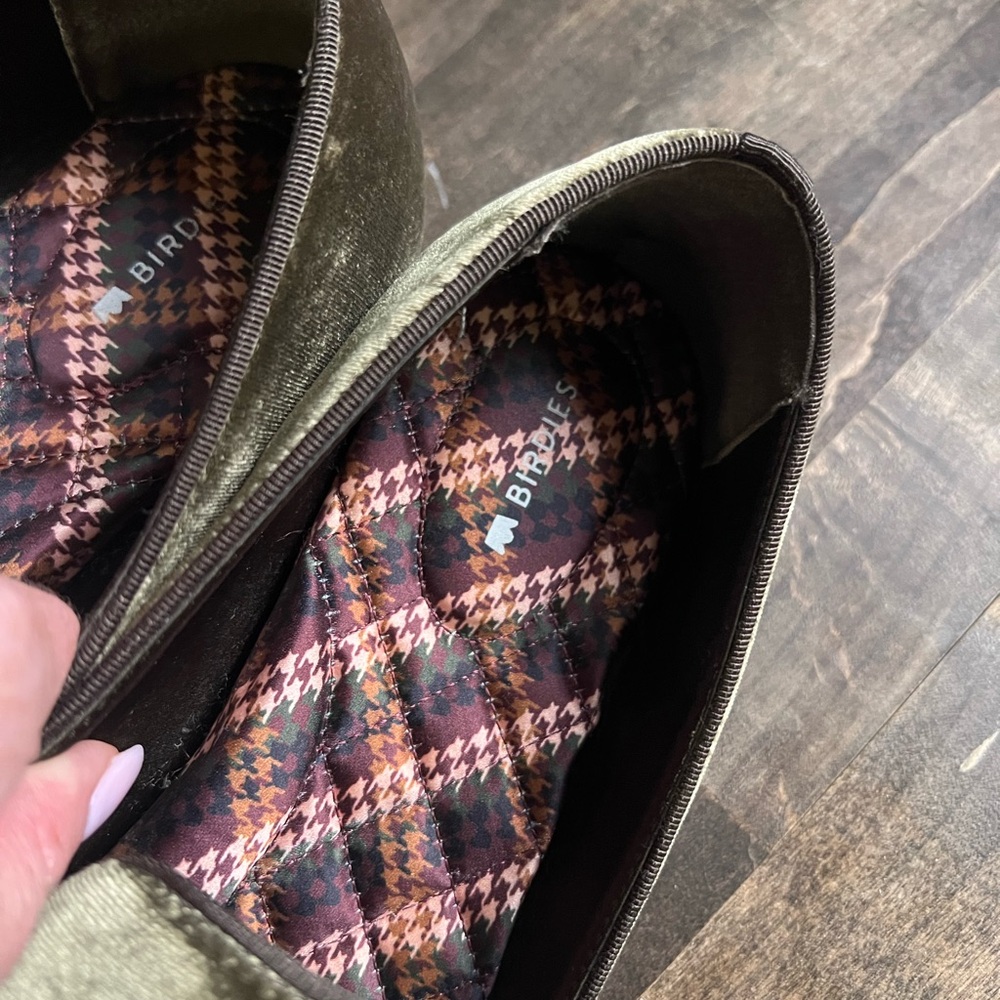 Olive Green Velvet Birdies - Picture 3 of 6